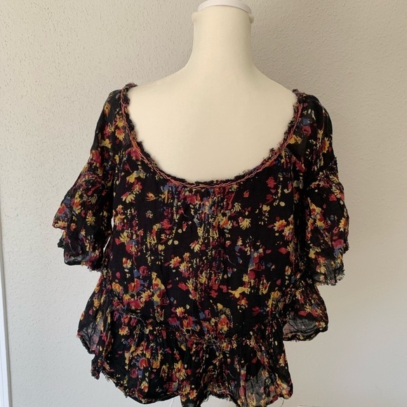 Free People Multi-Colored Boho Frayed Blouse Size XS - Picture 8 of 11